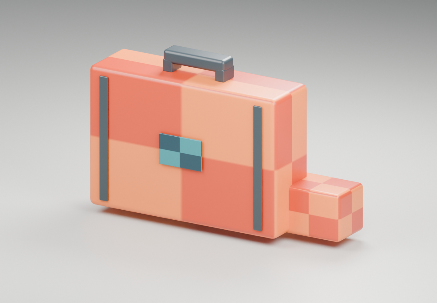 The same scene after the add-on relinks the original orange fabric and teal label textures.