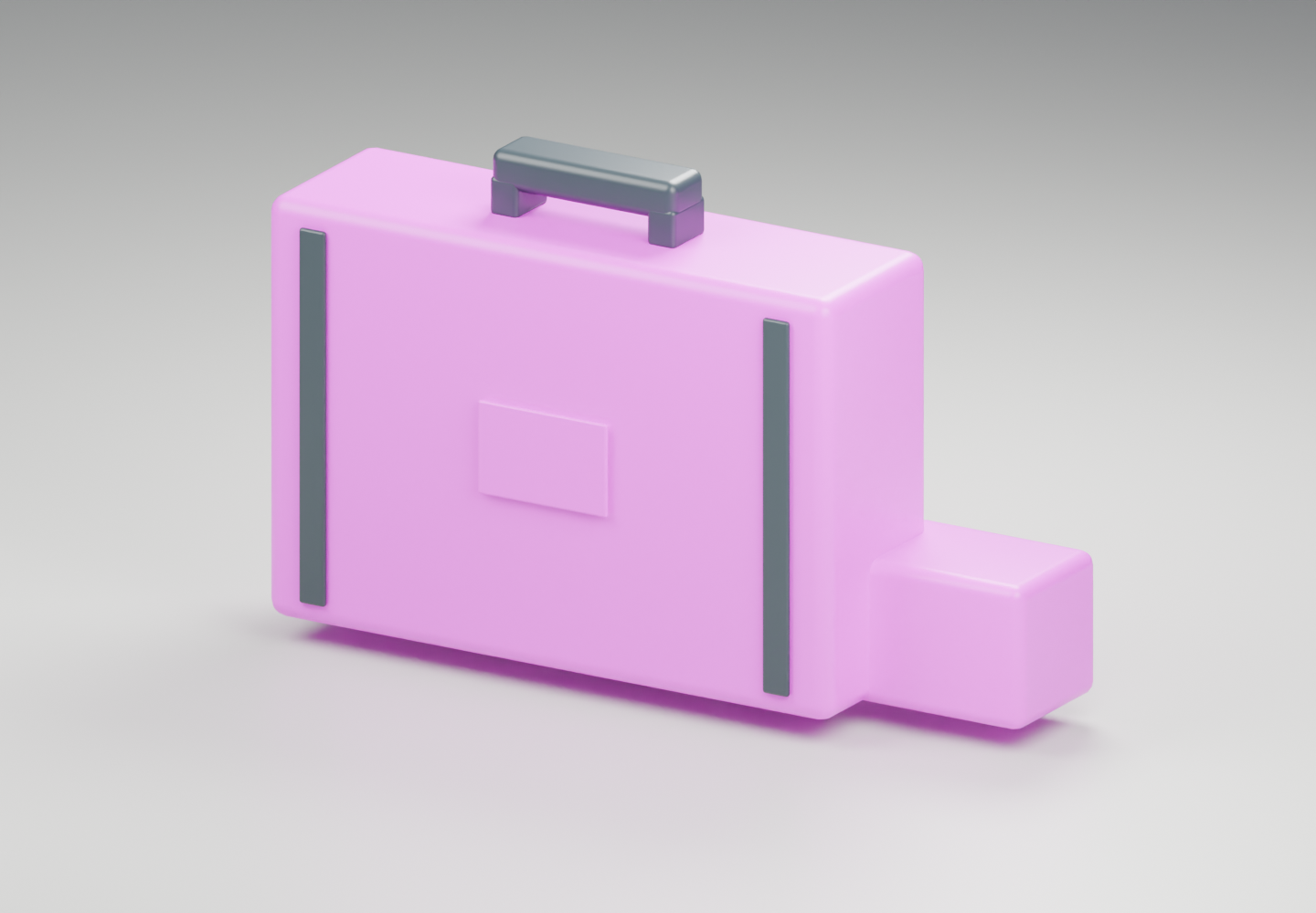 Original travel case scene rendered with missing image references, producing magenta surfaces.